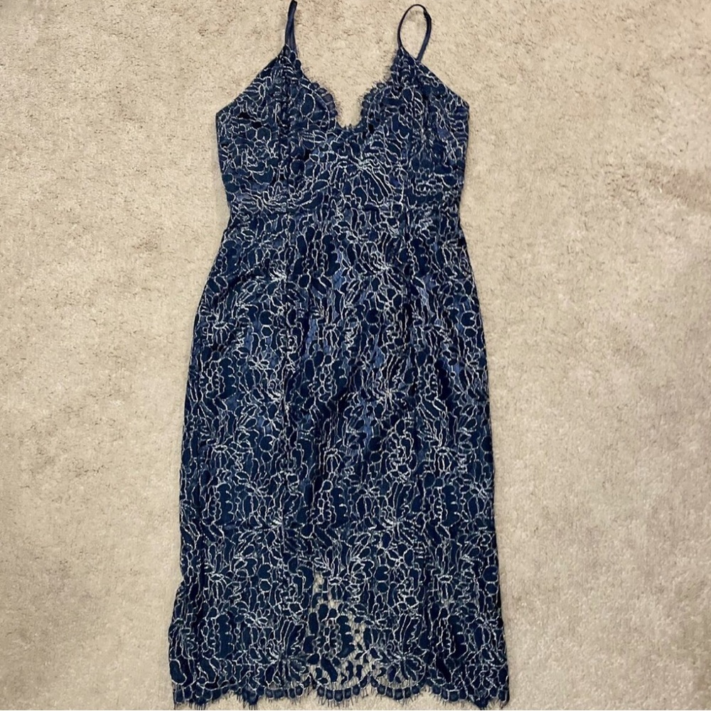 Chelsea28 Mini Dress Metallic Lace Overlay Navy Peacoat Women’s XL Nordstrom